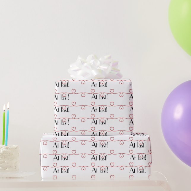 Wedding Red Hearts on White  Wrapping Paper (Party Gifts)