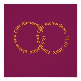 Wedding Red Names in Circles Poster