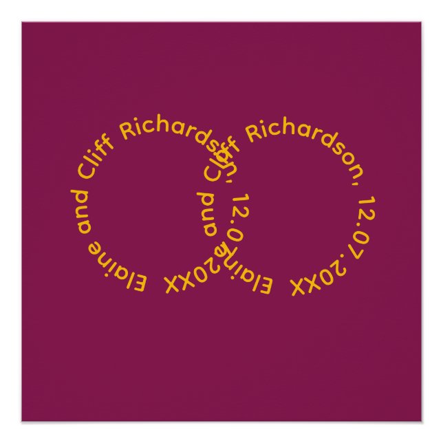 Wedding Red  Names in Circles Poster (Front)