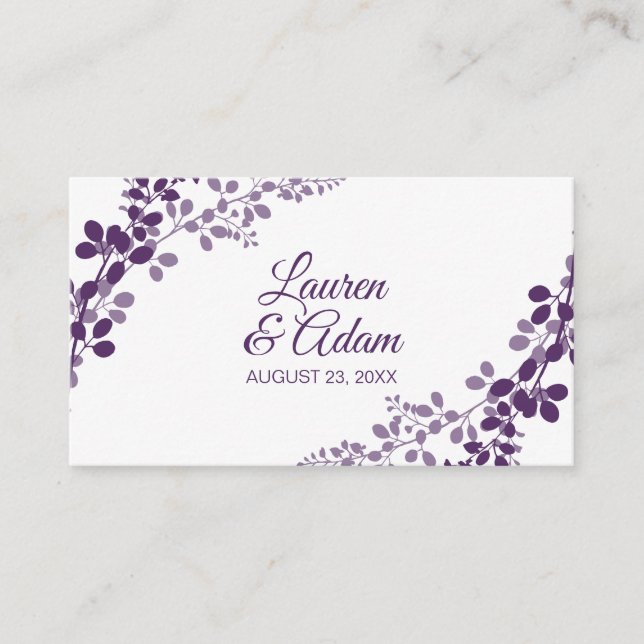 Wedding Registry Cards - Purple / Plum Vines (Front)