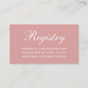 Wedding Registry Dusty Rose Pink Simple Script  En Enclosure Card