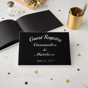 Wedding Registry Floral Vine Silver Foil & Black Guest Book