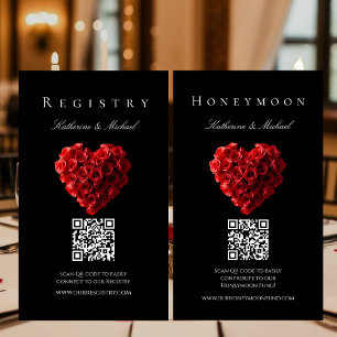 Wedding Registry-Heart Shaped Red Roses- Business Card