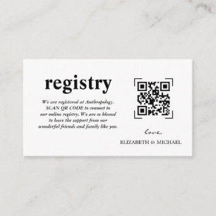 Wedding Registry   QR Code Scan Enclosure Card
