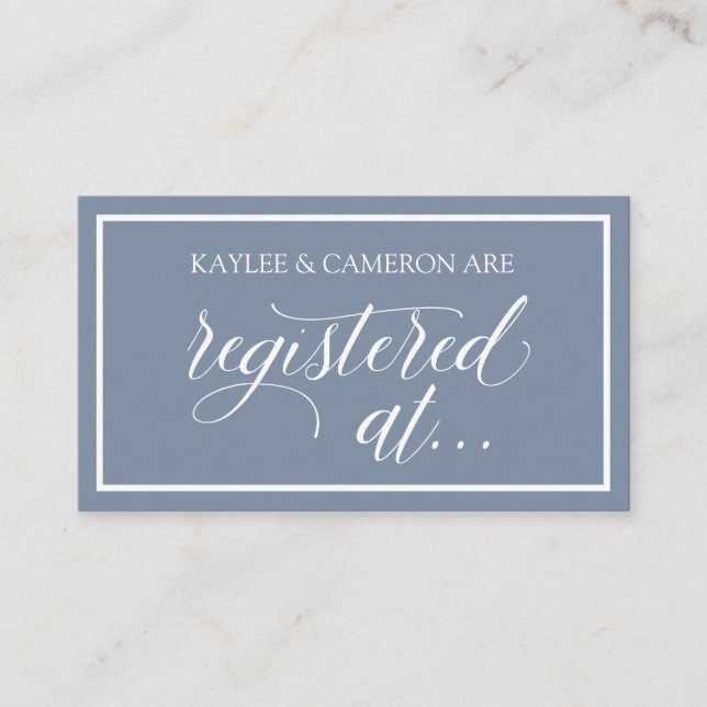 Wedding Registry / Registered At Cards- Dusty Blue Enclosure Card (Front)