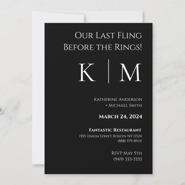 Wedding Rehearsal-Black and White- Invitation (Front)