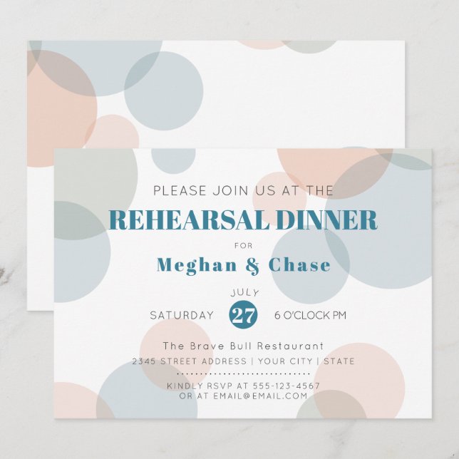 Wedding Rehearsal | Bold Whimsical Confetti Dots Invitation (Front/Back)
