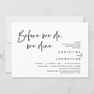 Wedding Rehearsal Dinner, Before We Do, We Dine In Invitation