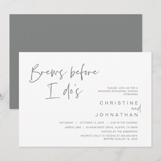 Wedding Rehearsal Dinner, Brew Before I Do's Invit Invitation (Front/Back)