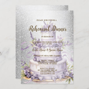 Wedding Rehearsal Dinner Cake Lavender Floral Invitation