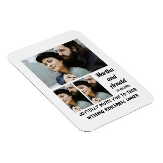 Wedding Rehearsal Dinner custom 3 Photo Collage Magnet