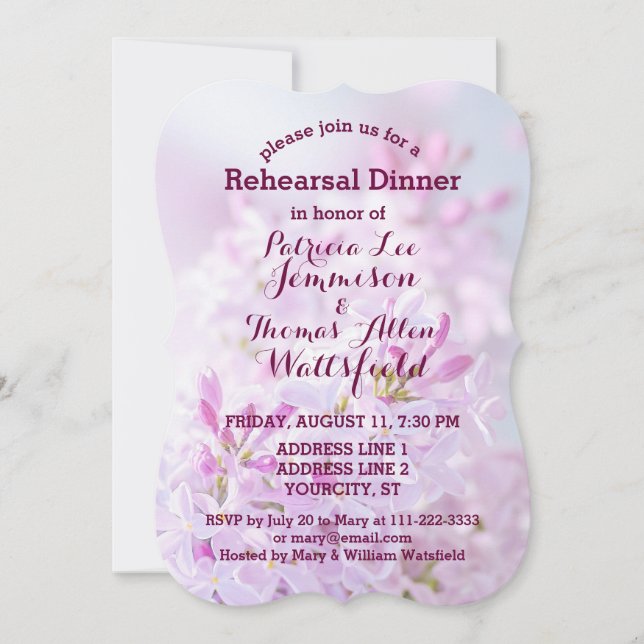 Wedding Rehearsal Dinner customisable Invitation (Front)