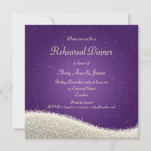 Wedding Rehearsal Dinner Dazzling Sparkles Purple Invitation