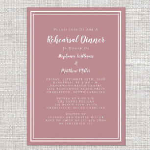 Wedding Rehearsal Dinner Dusty Rose Modern Simple Invitation