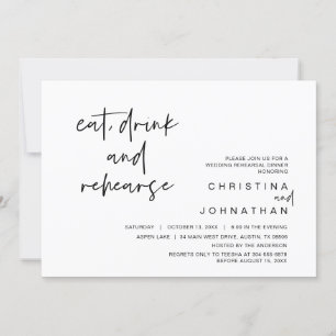 Wedding Rehearsal Dinner, Eat, Drink and Rehearse Invitation