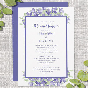 Wedding Rehearsal Dinner Elegant Periwinkle Floral Invitation