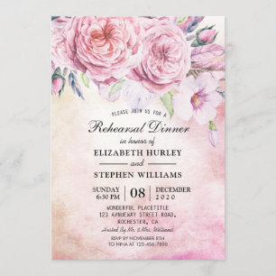 Wedding Rehearsal Dinner Elegant Watercolor Floral Invitation