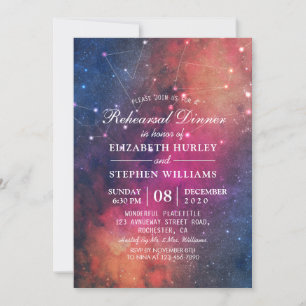 Wedding Rehearsal Dinner Galaxy Star Constellation Invitation
