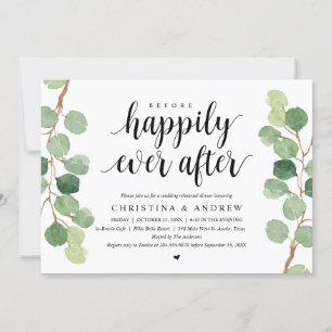 Wedding Rehearsal Dinner. Greenery Eucalyptus Invitation