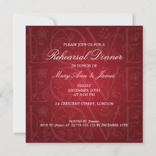 Wedding Rehearsal Dinner Love Flourish Red Invitation