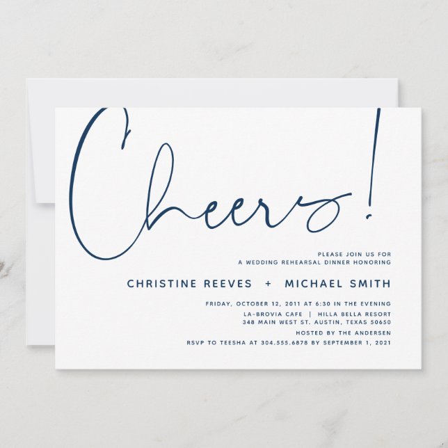Wedding Rehearsal Dinner, Modern Minimalist Theme Invitation (Front)