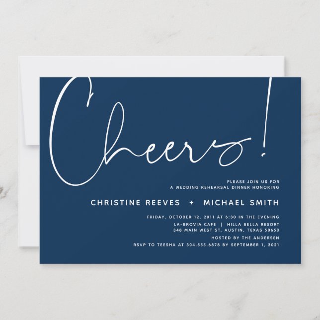 Wedding Rehearsal Dinner, Modern Minimalist Theme Invitation (Front)