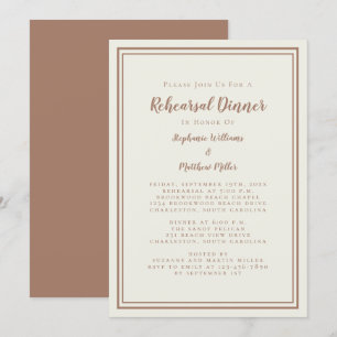 Wedding Rehearsal Dinner Modern Rustic Mocha Brown Invitation