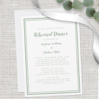 Wedding Rehearsal Dinner Modern Sage Green White