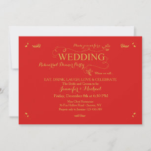 Wedding Rehearsal Dinner Party Invitation Red