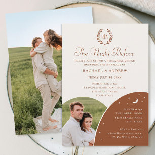 Wedding Rehearsal Dinner Photo Monogram Terracotta Invitation