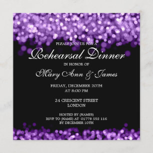 Wedding Rehearsal Dinner Purple Lights Invitation