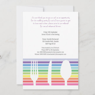 Wedding Rehearsal Dinner Rainbow Cutlery Invite