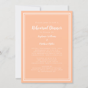 Wedding Rehearsal Dinner Simple Modern Peach White Invitation
