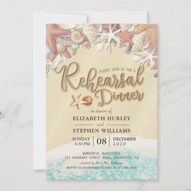 Wedding Rehearsal Dinner Summer Beach Starfish Invitation (Front)