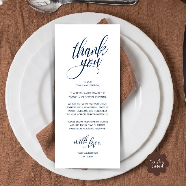 Wedding Rehearsal Dinner Thank You Card (Modern Romantic Rehearsal Wedding Reception Dinner Thank You Card in Black and White)