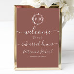 Wedding Rehearsal Dinner Welcome Sign<br><div class="desc">A simple chic foliage faux foil monogram terracotta rehearsal dinner welcome sign foam board. Easy to personalise with your details. Modern boho rehearsal dinner welcome sign foam board editable, wreaths photo wedding invitation, customisable, calligraphy handwritten font, simple, elegant. CUSTOMIZATION: If you need design customisation, don't hesitate to get in touch...</div>