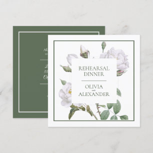 Wedding Rehearsal Dinner White Roses Invitation