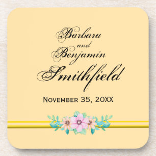Wedding Remembrance Floral - Personalize Coaster
