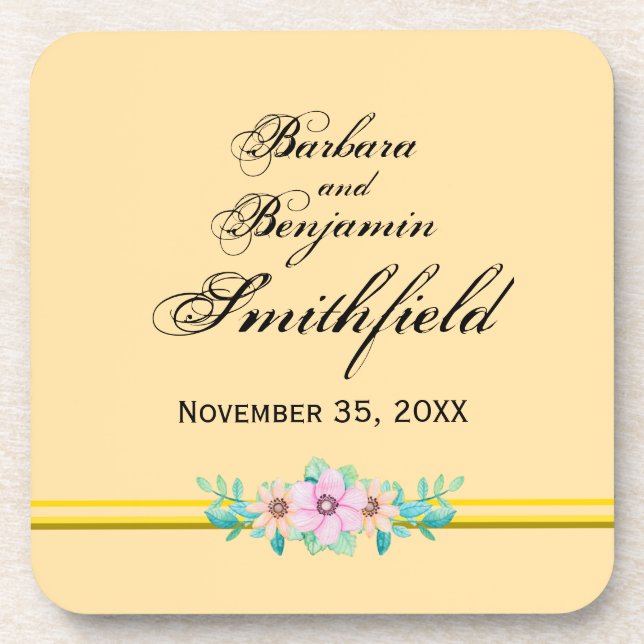 Wedding Remembrance Floral - Personalize Coaster (Front)