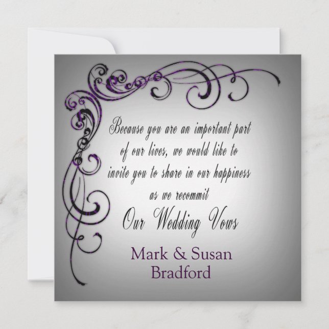 Wedding Renewal - Grey Purple Border Invitation (Front)