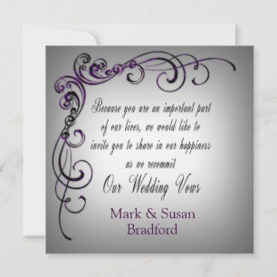 Wedding Renewal - Grey Purple Border Invitation