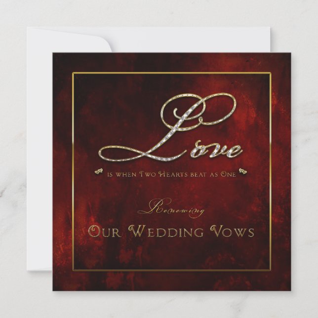 Wedding Renewal Invitation - Love - Two Hearts (Front)
