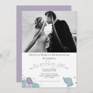Wedding Renewal Modern Seashell Violet Dusty Blue Invitation