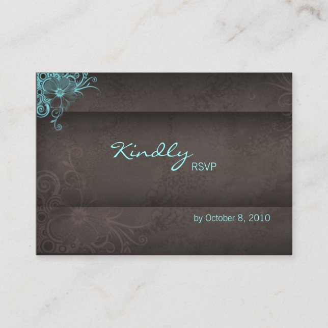 Wedding reply card turquoise blue brown (Front)