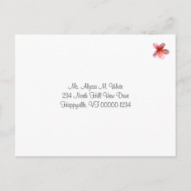 Wedding Reply Menu Postcards Pink Plumeria Floral (Front)