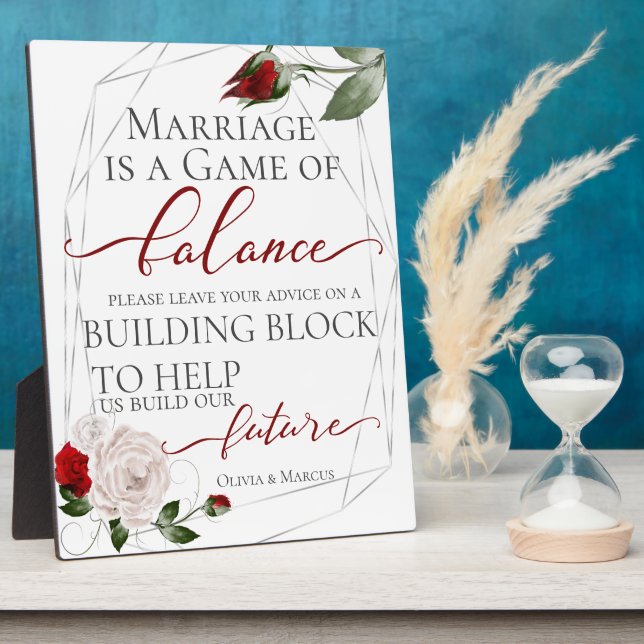 Wedding Request Building Block Dusty Blush Plaque (Side)