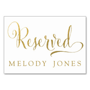 Wedding Reserved Place Cards Gold Personalised