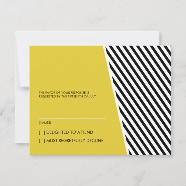 Wedding Response Card | Mod Stripes | Yellow (Front)