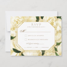 Wedding Response Card RSVP *Golden Blooms*