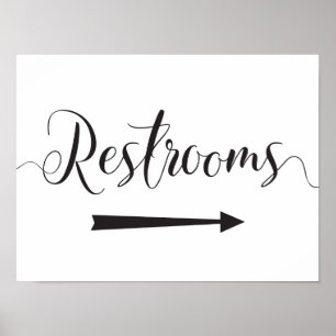 Wedding Restrooms Sign Directions Right Arrow